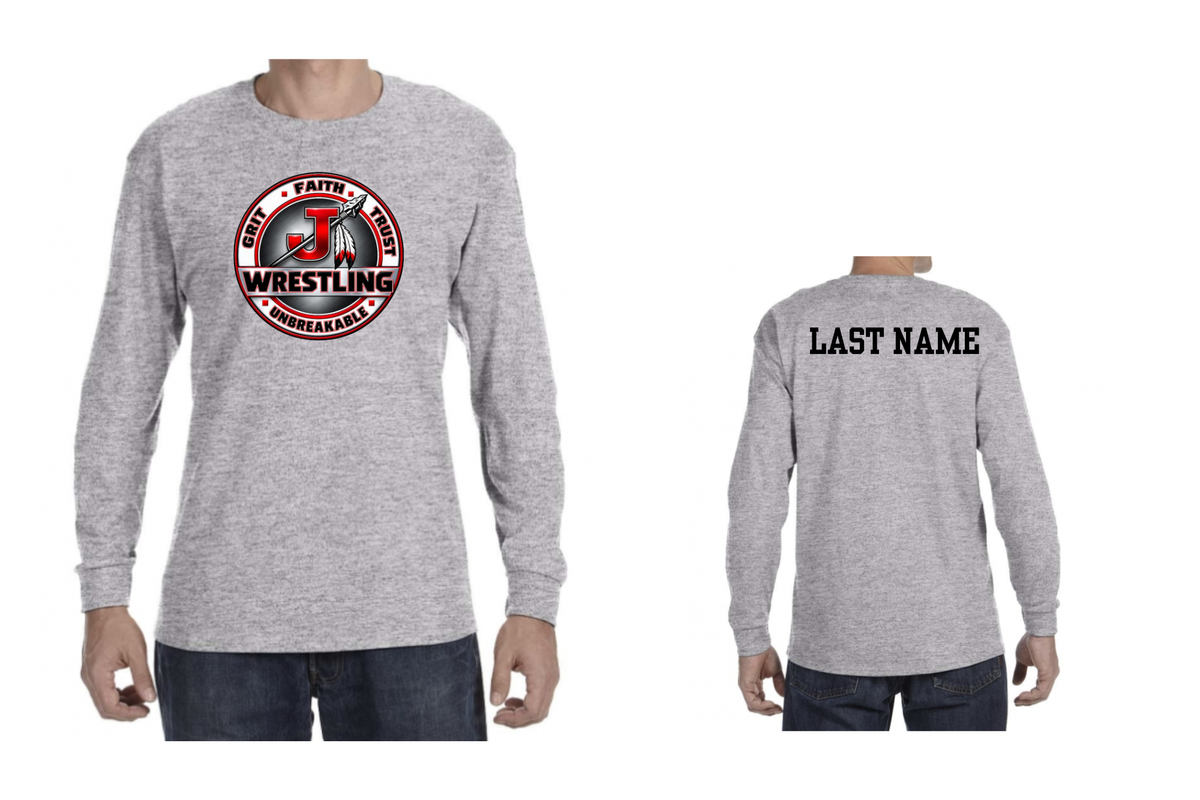 Jackson Indians Wrestling Club Long Sleeve Shirt Grey (Customizable)