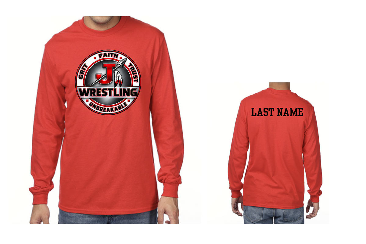 Jackson Indians Wrestling Club Long Sleeve Shirt Red (Customizable)