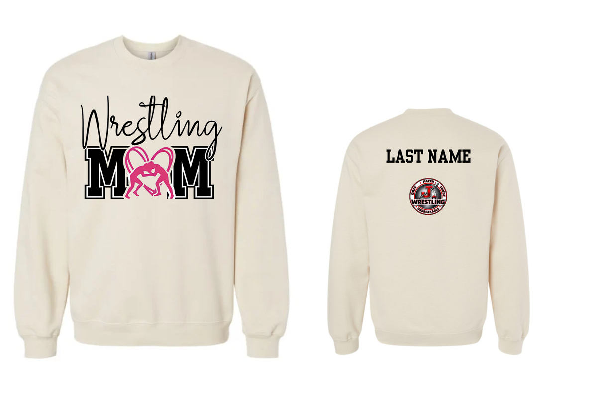Jackson Indians Wrestling Club Wrestling Mom Design 1 Sweatshirt Tan (Customizable)