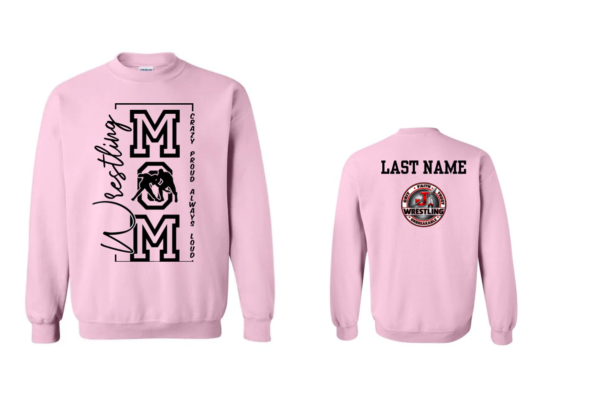 Jackson Indians Wrestling Club Wrestling Mom Design 3 Sweatshirt Pink (Customizable)