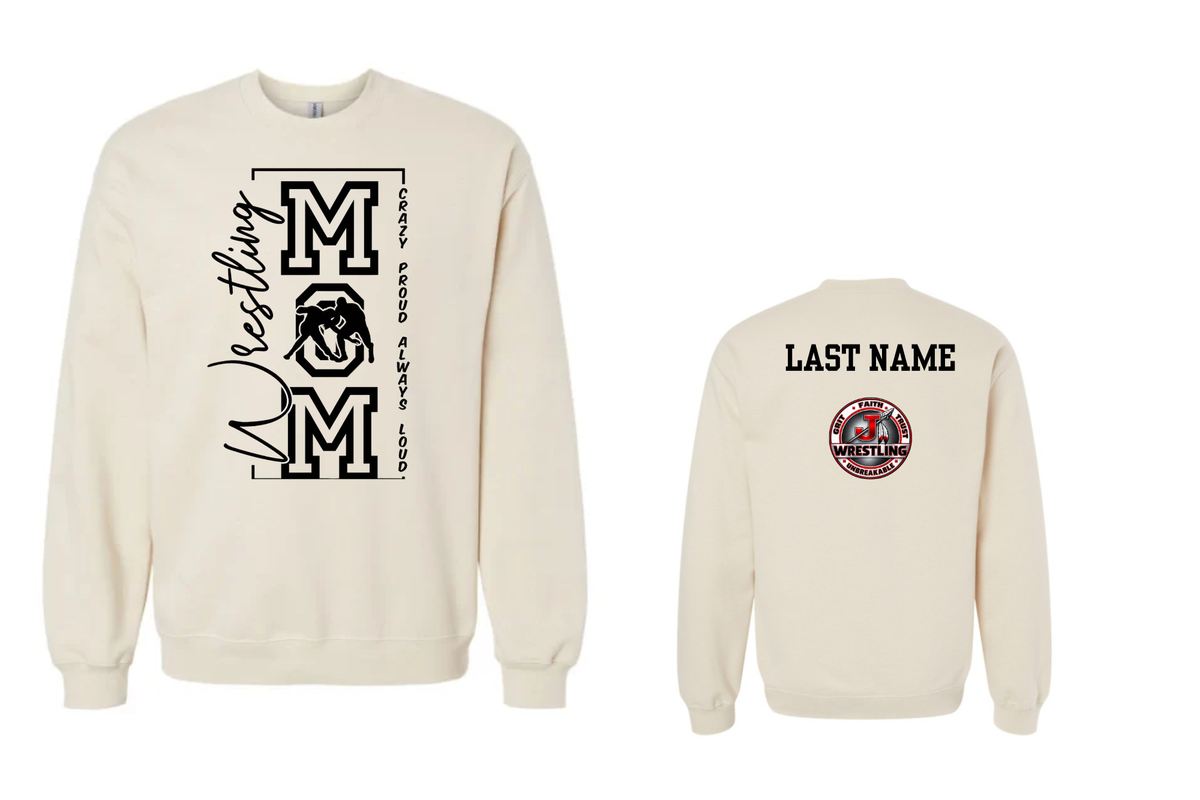 Jackson Indians Wrestling Club Wrestling Mom Design 3 Sweatshirt Tan (Customizable)