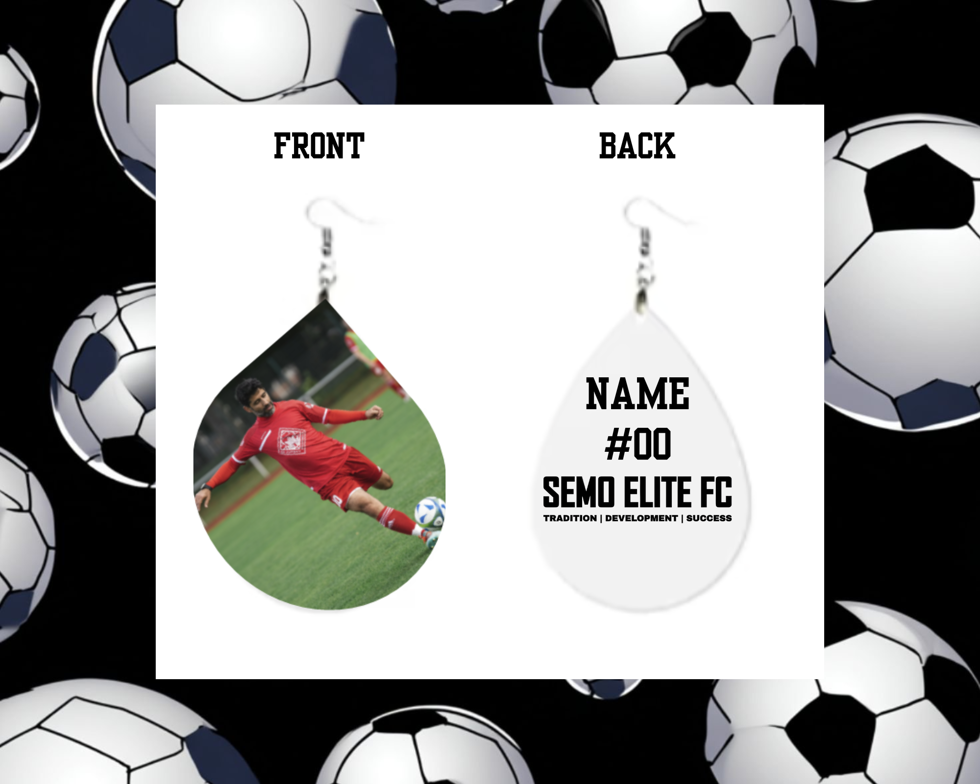 SEMO Elite FC Custom Player Tear Drop Earrings