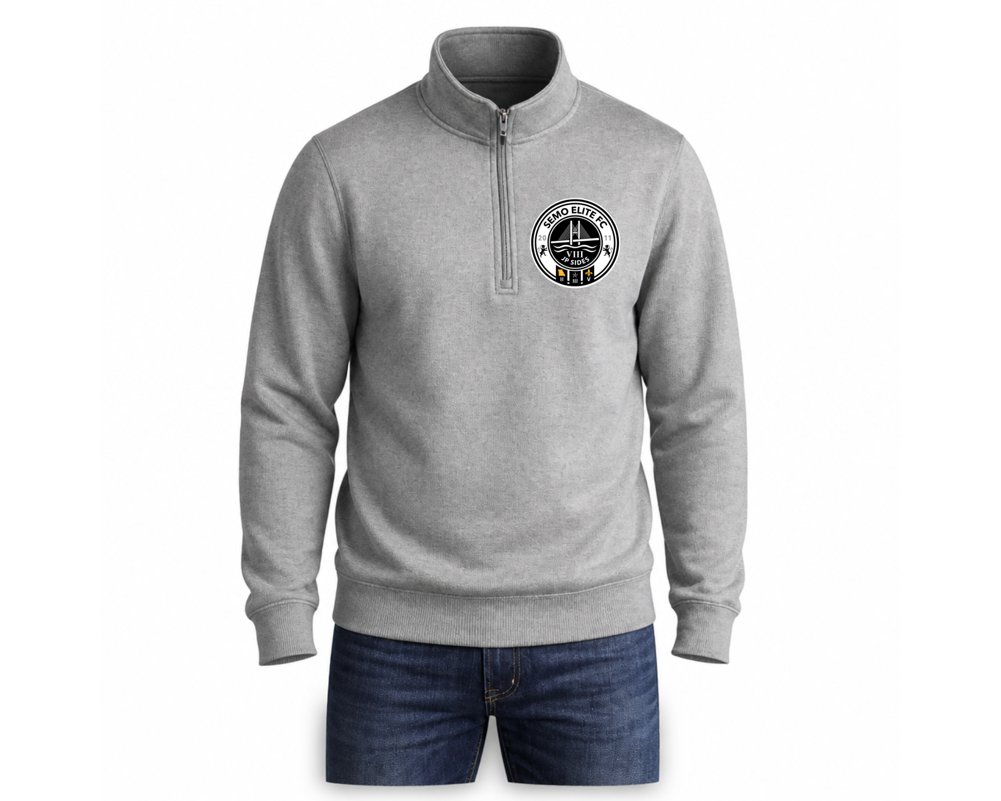SEMO Elite FC Unisex Fleece Quarter Zip Pullover Grey (Customizable)