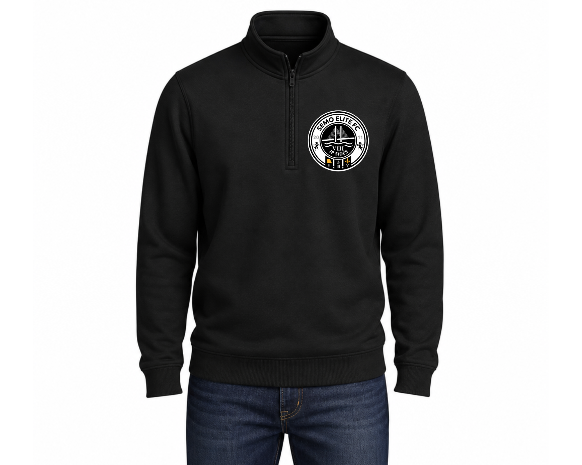 SEMO Elite FC Unisex Fleece Quarter Zip Pullover Black (Customizable)