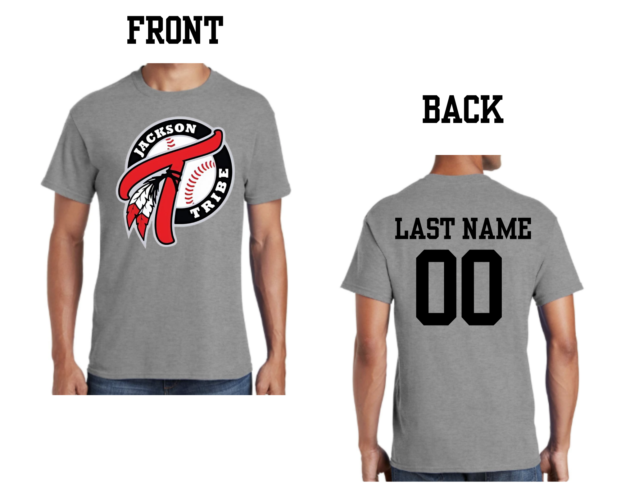 Tribe Baseball Grey T Shirt (Customizable)