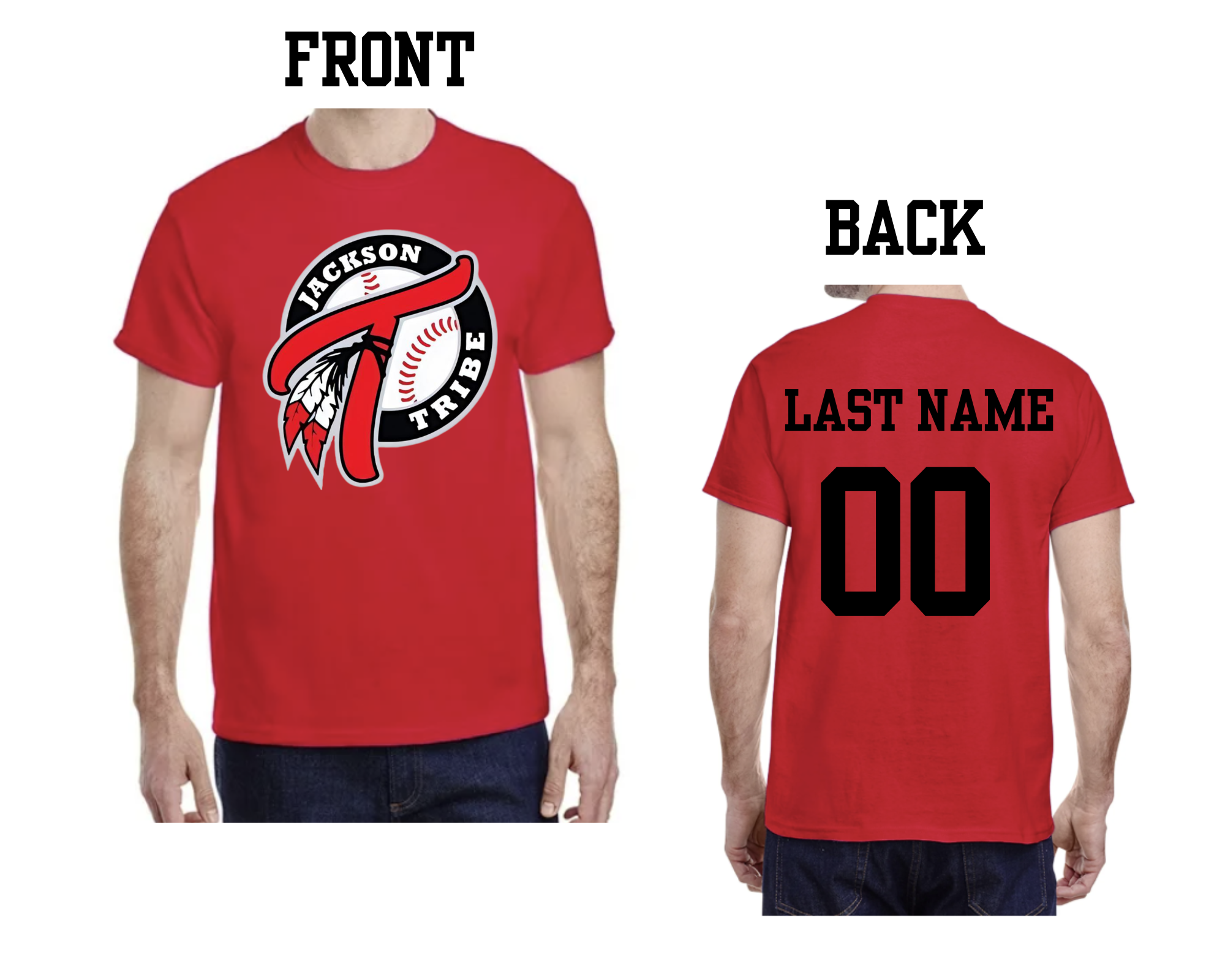 Tribe Baseball Red T Shirt (Customizable)