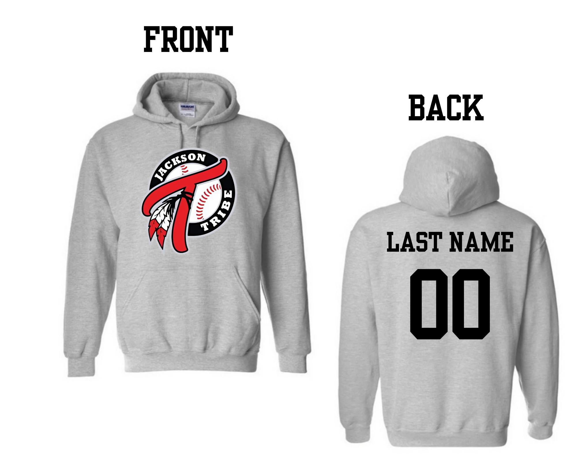 Tribe Baseball Grey Hoodie (Customizable)