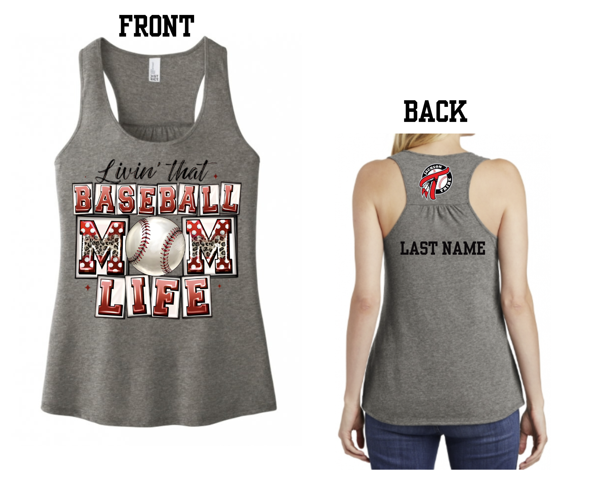 Tribe Baseball Grey Tank Top Baseball Life (Customizable)